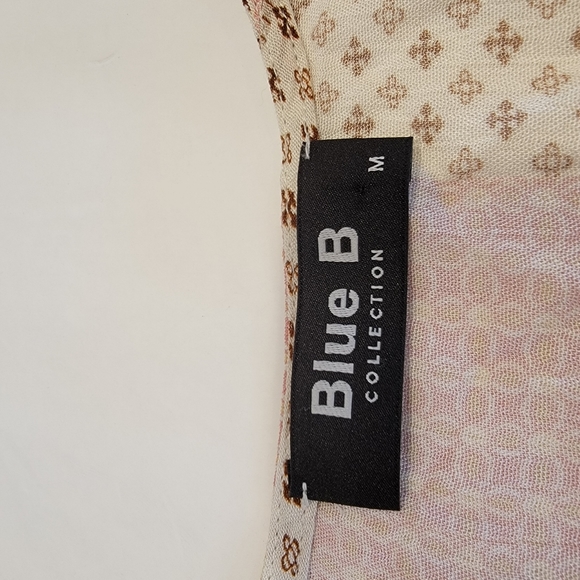 Blue B Collection Dolman Wrap Smocked Waist Crop Top Size Medium Pink Tan - Picture 6 of 13